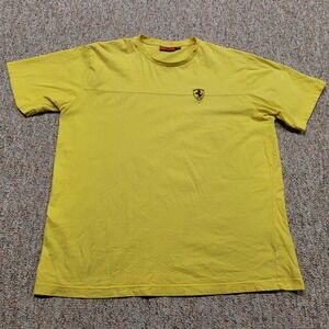 Ferrari Mens Yellow Short Sleeve Scuderia Shield Logo Racing T-Shirt XXL